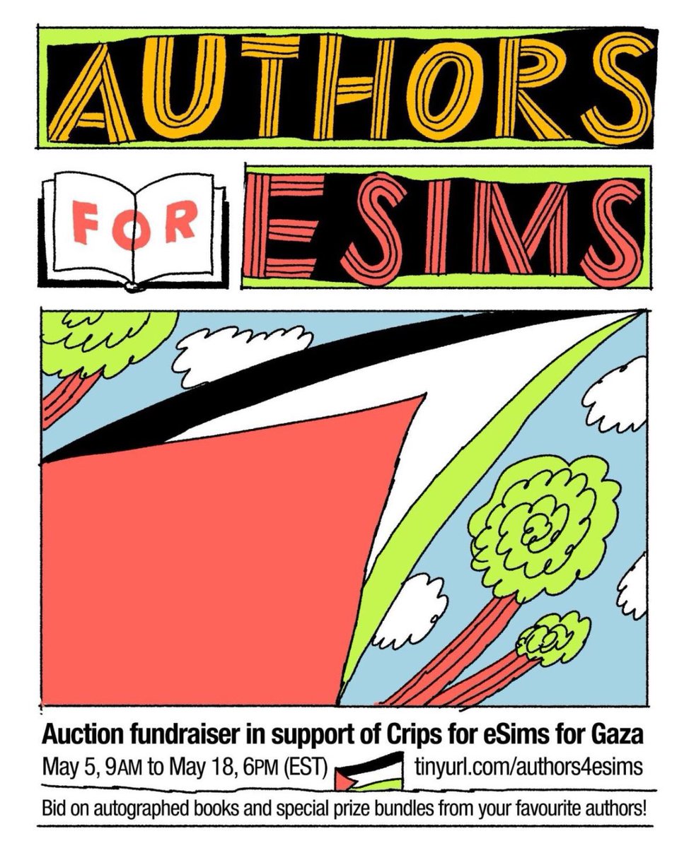 Dozens of 🇨🇦 authors are auctioning off signed editions of their books to raise money for Crips for eSims for Gaza, an incredible organization that provides besieged Palestinians with phone and internet access. 

The auction runs until May 18:

lithub.com/authors-are-au…