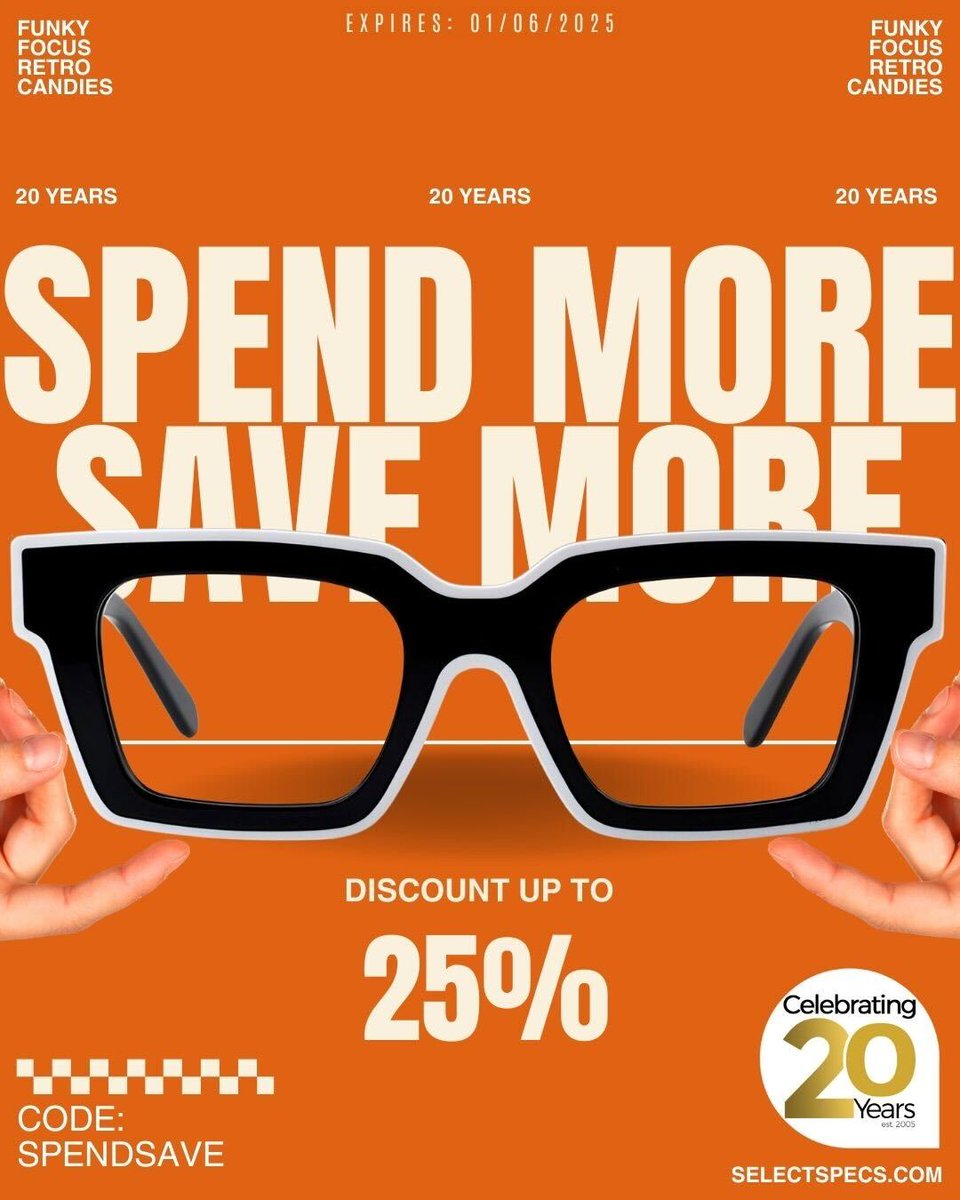 Still haven’t grabbed your treat?
Our 20th birthday treat SPEND MORE,SAVE MORE is still live🎁

Snap up your dream specs before they’re gone! 👓

🛒selectspecs.com
#birthdaygift #offer #fashion