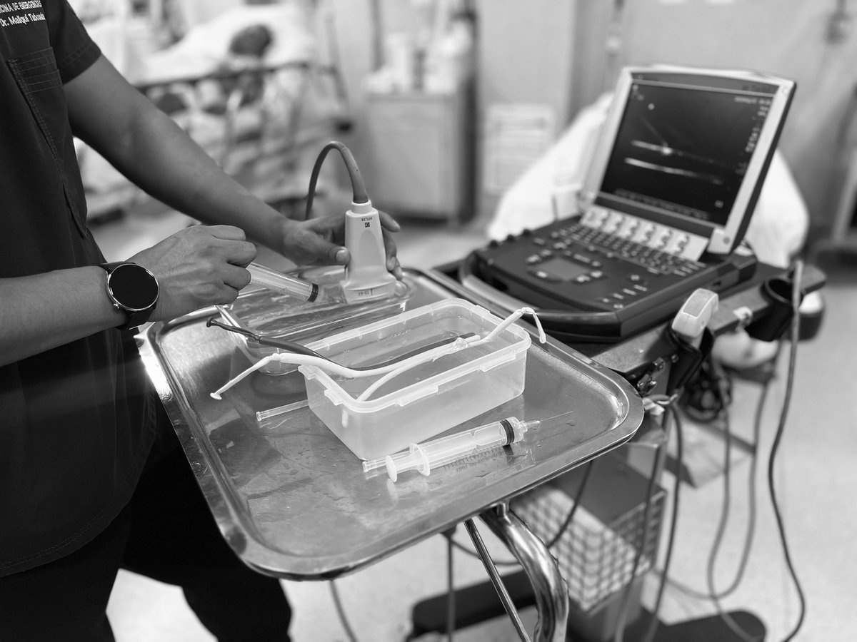 PAUSEHNDM2023's tweet image. Práctica de Accesos Vasculares Ecoguiados con nuestros rotantes ( residentes de Medicina de Emergencia ) Accesos en Plano y fuera de Plano #PROCEDIMIENTOSECOGUIADOS #POCUSFIRST @ondasPOCUS