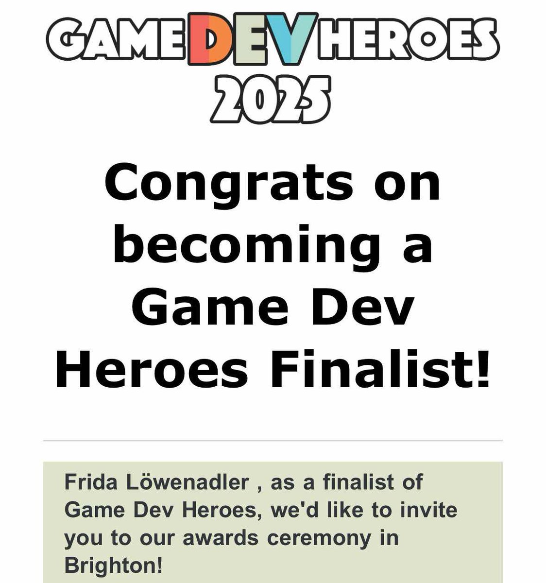 Frida (@eurore) on Twitter photo I’m so honored, and frankly, shocked that I've been shortlisted as one of the finalists for the <a href="/GameDevHeroes/">Game Dev Heroes</a> award in the Community category.
I want to send a thank you to everyone who has nominated me. 😭❤ I’m so honored, and frankly, shocked that I've been shortlisted as one of the finalists for the <a href="/GameDevHeroes/">Game Dev Heroes</a> award in the Community category.
I want to send a thank you to everyone who has nominated me. 😭❤