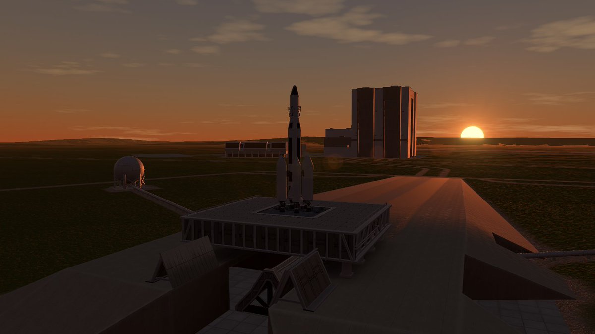 Spaceflight_Sim's tweet image. Sunset at the space center in Spaceflight Simulator 2!