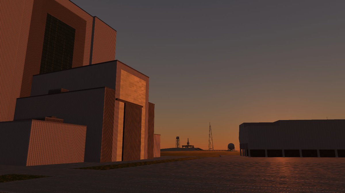 Spaceflight_Sim's tweet image. Sunset at the space center in Spaceflight Simulator 2!