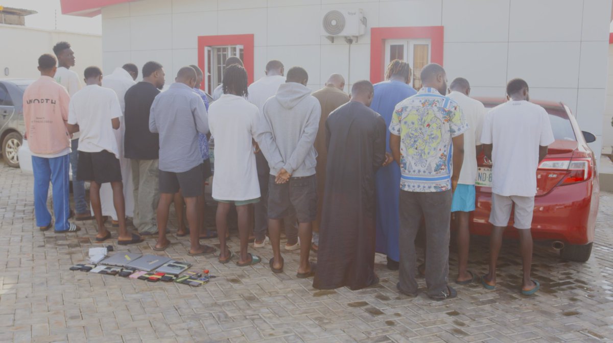 officialEFCC's tweet photo. EFCC Arrests 17 Suspected Internet Fraudsters in Kwara

Operatives of the Ilorin Zonal Directorate of the Economic and Financial Crimes Commission, EFCC have arrested 17 suspected internet fraudsters in coordinated sting operations in Ilorin and Ifelodun Local Government Area of the state.

They were rounded up at Asa Dam, Al-Hikmah University area and Gaa-Odota areas of Ilorin and in Ganmo and Amoyo areas of Ifelodun Local Government Area of the state.

The arrests which took place on Tuesday, May 13, 2025 followed actionable intelligence that linked the suspects to fraudulent internet activities in the state.

Items recovered from them upon arrest include three luxury vehicles, high-end mobile phones and laptop computers.

The latest arrests came on the heels of that of last week that involved 47 suspects, picked up in Ilorin and Ifelodun LGA on the basis of intelligence that exposed their fraudulent internet activities.

The suspects will be arraigned in court upon the conclusion of investigations.