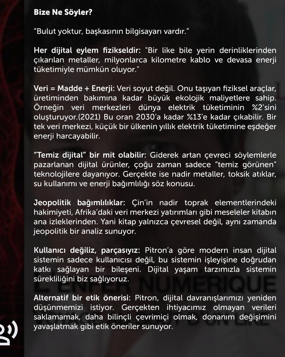 Kamuâlem | Kitap
Dijital Cehennem – Bir Like’ın Ucuna Yolculuk

(L’Enfer Numérique: Voyage au bout d’un Like)
Guillaume Pitron, Türkiye İş Bankası Kültür Yayınları, 3. Basım.
Neden Seçtik?

“Her dijital işlem, gerçekte bir doğa olayıdır.”

Günümüzde bireysel ve kurumsal