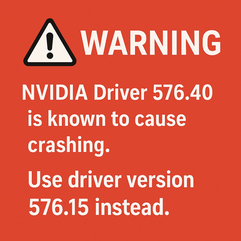 Don't use nvidia driver 576.40. 

Use 576.15 instead ✅️

#nvidia #windows #game #PCGamer