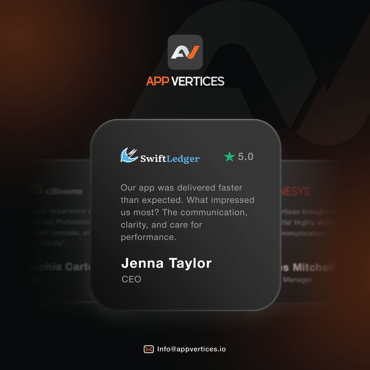 appvertices's tweet image. When collaboration feels effortless and delivery exceeds expectations, this is the kind of feedback we’re grateful to receive. Thank you for trusting us with your vision.

#ClientTestimonial #DigitalPartnership #AppExperience #UserFirstDev #AppVertices #AppVerticesLLC