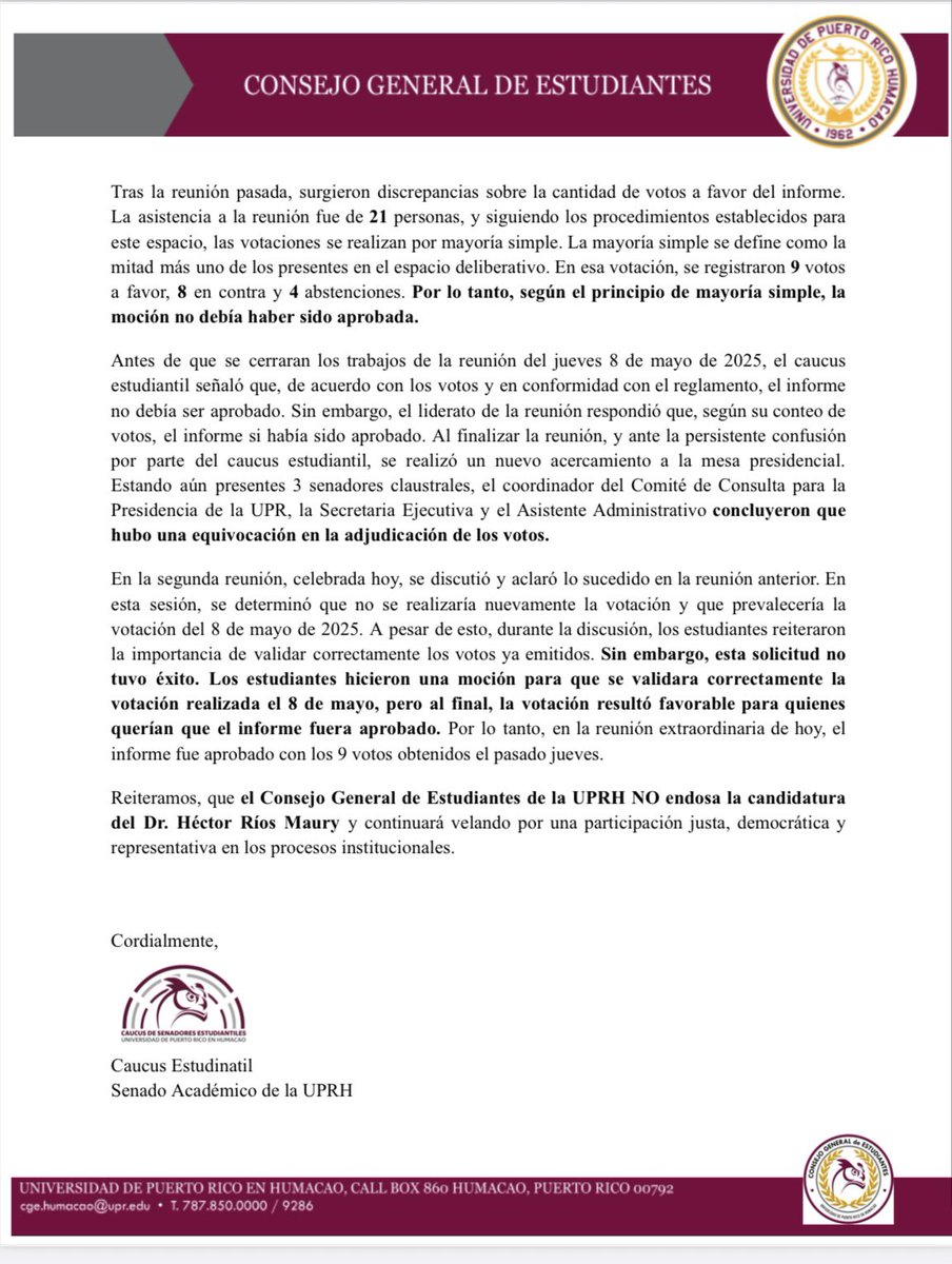 ¡IMPORTANTE!

Comunicado de prensa ante situación con el Comité De Búsqueda y Consulta de la UPRH.