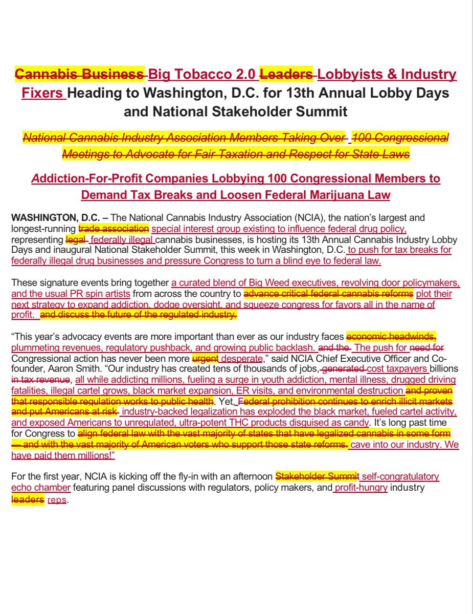 SAM (@learnaboutsam) on Twitter photo Hey <a href="/NCIAorg/">National Cannabis Industry Association</a>, we went ahead & corrected your press release for your Capitol Hill Lobby Days this week.
Please accept track changes.
You're welcome. Hey <a href="/NCIAorg/">National Cannabis Industry Association</a>, we went ahead & corrected your press release for your Capitol Hill Lobby Days this week.
Please accept track changes.
You're welcome.