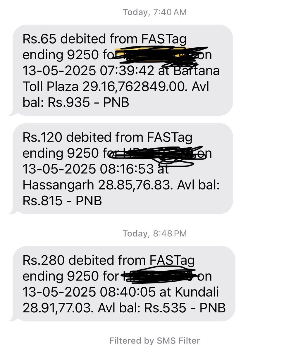 ankutd2012's tweet photo. 1st toll - Bartana toll Rs65 ( nice road standard charges) 
2nd toll - Delhi Katra NE5 at hasangarh  Rs 120 ( world class road and standard charges)
Then i went to KMP 
3rd toll Rs 280 ( 3rd class road and out of  nowhere charges for only 30 km) . Kindly resolve and spare people https://t.co/Ay3Rszruu1