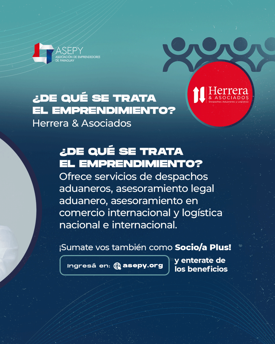 ¡Damos la bienvenida a Carlos Herrera Santacruz como socio PLUS!✨
Carlos es Director de Herrera &amp; Asociados, una empresa joven con visión clara, profesional y responsable, que ofrece servicios de despachos aduaneros, asesoramiento legal aduanero,y mucho más.
📲@herrera_despachos