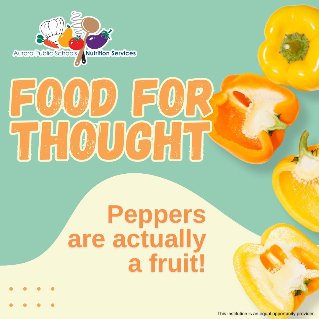 apsnutritionk12's tweet photo. Did you know? Peppers come in various colors, each loaded with unique nutrients! What's your favorite? ๐ถ๏ธ๐
#ATeam #auroraco #Auroracolorado #oneaurora #theAteam #excellenceinAPS #ArapahoeCO #Arapahoe #ArapahoeColorado #coschools https://t.co/m4jznZLlVf