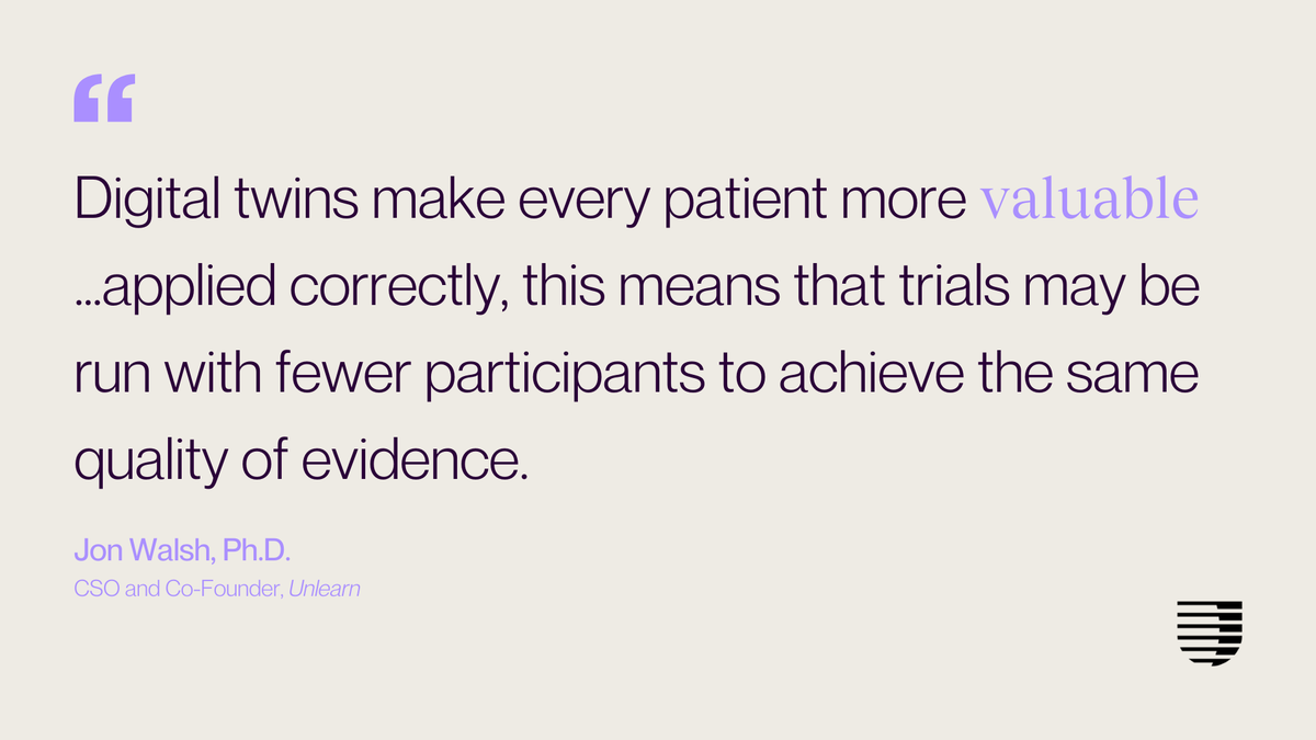 Unlearn’s Co-founder and Chief Scientific Officer, <a href="/AnotherJonWalsh/">Jon Walsh</a>, was recently interviewed by Pharma Life Sciences to talk about how AI-generated #digitaltwins of study participants are reshaping #clinicaltrials. He highlights the many benefits digital twins already provide,
