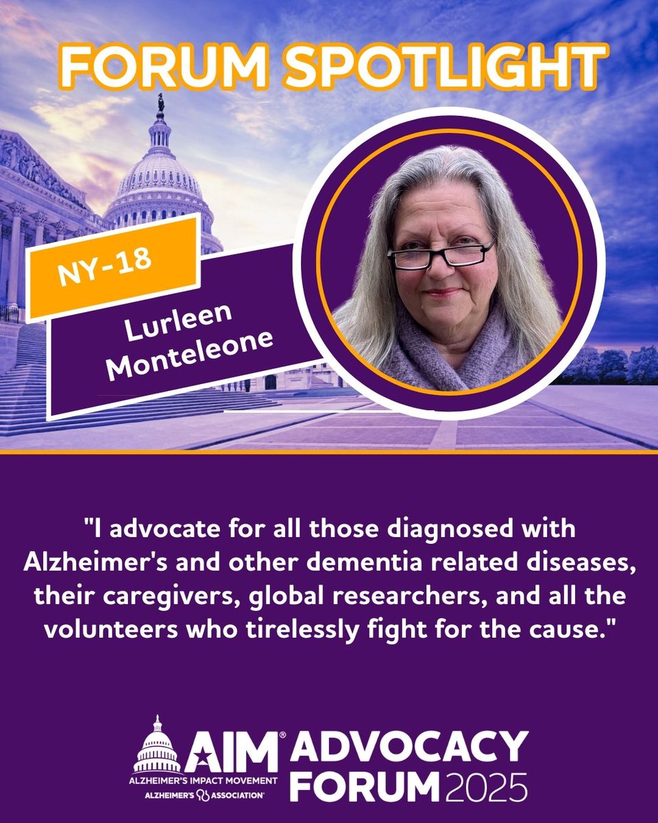 Lurleen is another first-timer at this year's Forum! She knows Alzheimer's affects not only people with the diagnosis, but their families, friends, and communities, too. She will be sharing her story with <a href="/RepPatRyanNY/">Rep. Pat Ryan</a>. <a href="/EndAlz_HV/">Alz Hudson Valley</a> #ENDALZ #NYSAlzAdvocacy