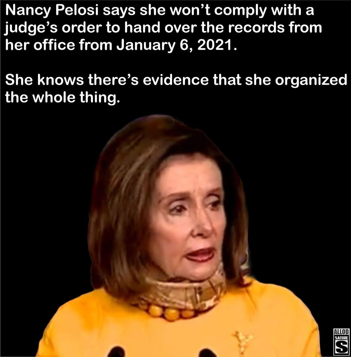 Pelosi has been refusing to comply with lawful orders for weeks. She knows when she does, they'll find exactly what they're looking for: Proof that she organized the January 6 riot at the Capitol.