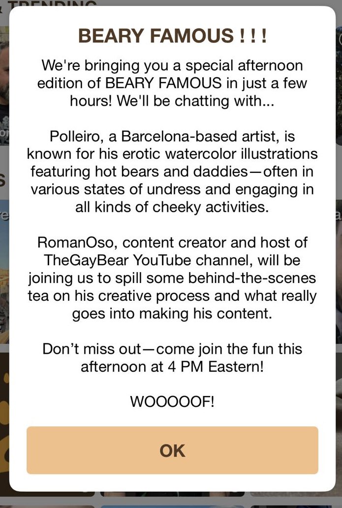 Excited to be chatting live on Growlr this Tuesday about my drawings, my book, and the beautiful, hairy men that inspire it all. Hope to see you there!