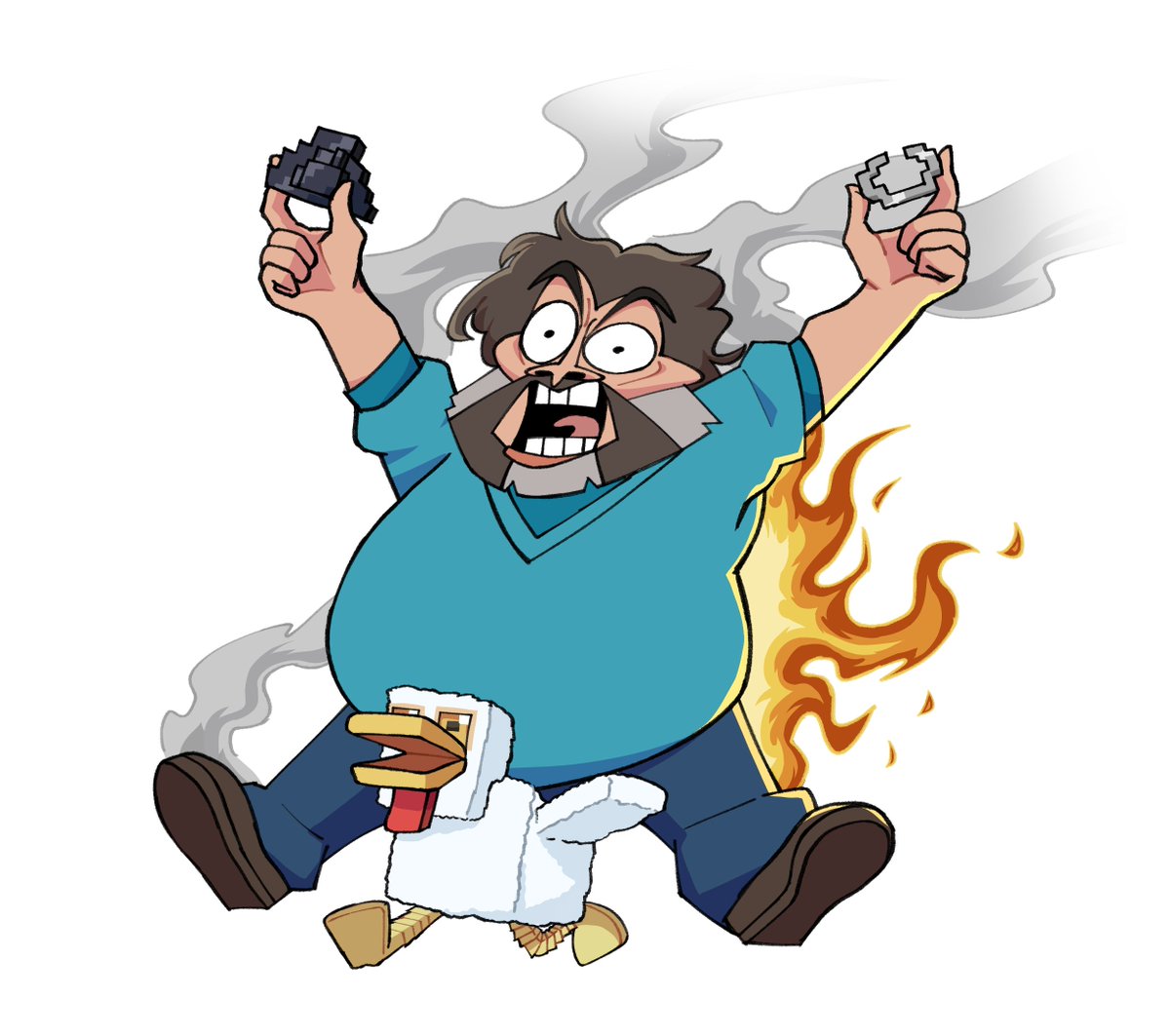 CHICKEN STEEL. F-FLINT AND STEVE. I AM- JOCK -FLINT AND J- JOCKEY. CHICKEN STEVE. I AM STEEL.