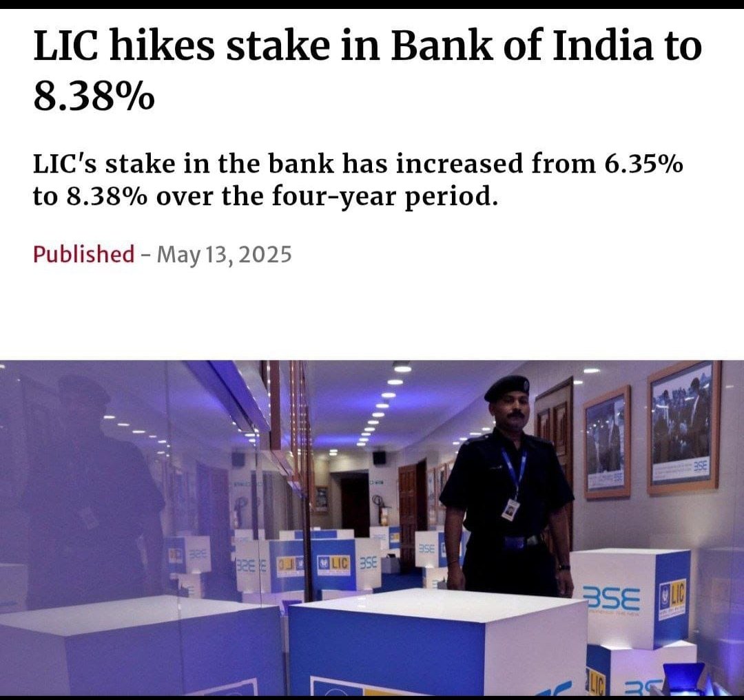 VlogsYacobu's tweet image. LIC – మీ భవిష్యత్‌కు బలమైన భరోసా!
LIC తన వాటాను బ్యాంక్ ఆఫ్ ఇండియాలో **6.35% → 8.38%**కి పెంచింది.
ఇది LIC యొక్క భద్రతా వైఖరిని రుజువు చేస్తుంది.
మీరు ఇంకా పాలసీ తీసుకోలేదా?
ఇప్పుడే సంప్రదించండి!

#LICIndia  
#PonkiYacobu  
#LICUpdates  
#InsuranceNews  
#LICPolicy  
#Financial