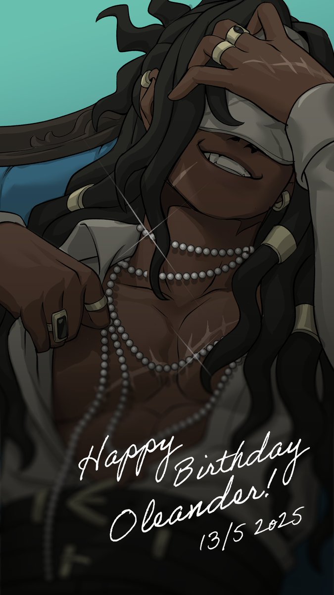 Happy birthday, Oleander! Mugi has gifted us with some truly gorgeous art to celebrate. In the spirit of Oleander, we wish you all a fun and indulgent day. Go ahead and get a little treat, do it for him!!