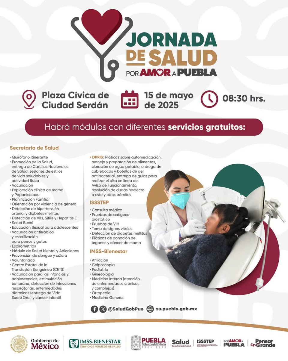 CapaSerdan's tweet photo. Jornada de salud en CD Serdán, uneme Cecosama tm participará, porque la salud mental es prioridad. https://t.co/ftI8MfI2AP