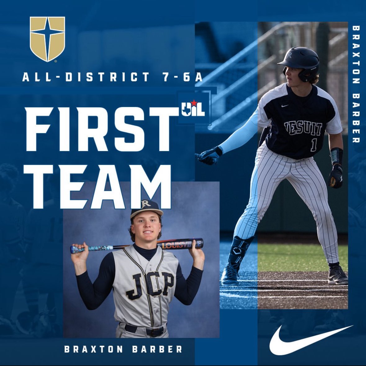 All District First Team. Blessed to be part of such a special group of guys. <a href="/jcpbaseball/">Jesuit Baseball</a> <a href="/DulinsTX/">Dulins Dodgers (TX)</a> <a href="/JohnnyD_12/">John DiLaura</a>