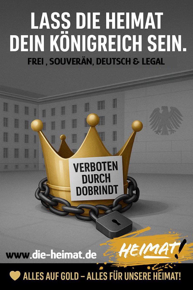 Es ist nachvollziehbar, wenn Patrioten, Freidenker und Systemkritiker mit diesem BRD-Konstrukt nichts oder so wenig wie möglich zu tun haben wollen. Denn dieser Staat kennt für Andersdenkende fast nur noch Repression.

#KoenigreichDeutschland #Heimat