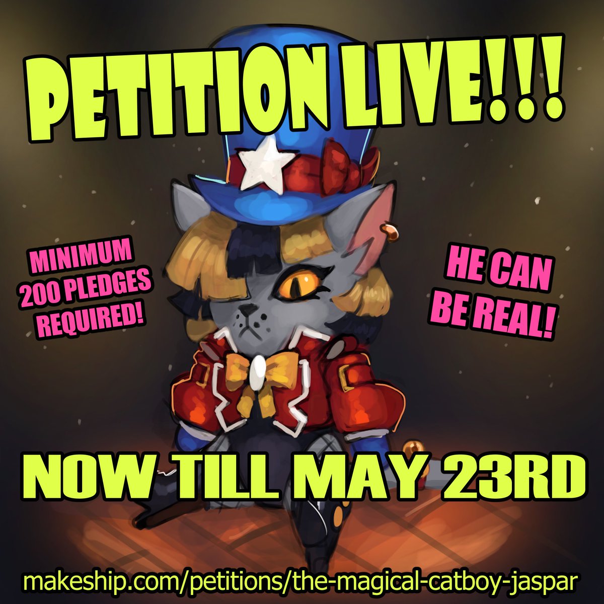THE JASPAR MAKESHIP PLUSH PETITION IS LIVE NOW!!! 🚨🚨🚨

GO GO GO!!! 🐱🎩🪄✨