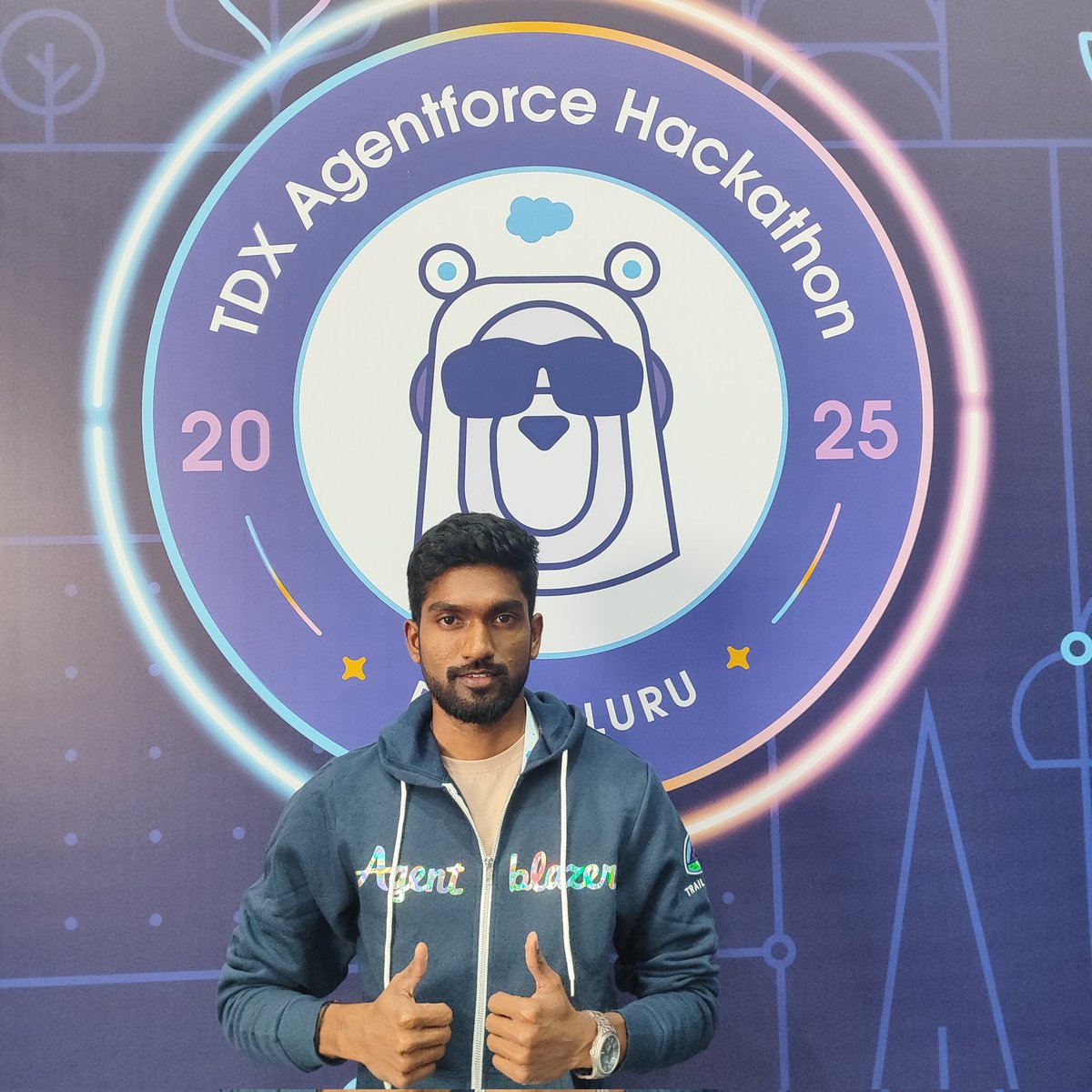 sandeshcs09's tweet photo. I recently had the incredible opportunity to participate in the TDX Bengaluru Hackathon 2025, diving into the world of Agentforce AI with 180+ teams from across India. The challenge? Building innovative solutions using Agentforce AI agents, Data Cloud, Apex classes, integrations https://t.co/mC8SF9N12B