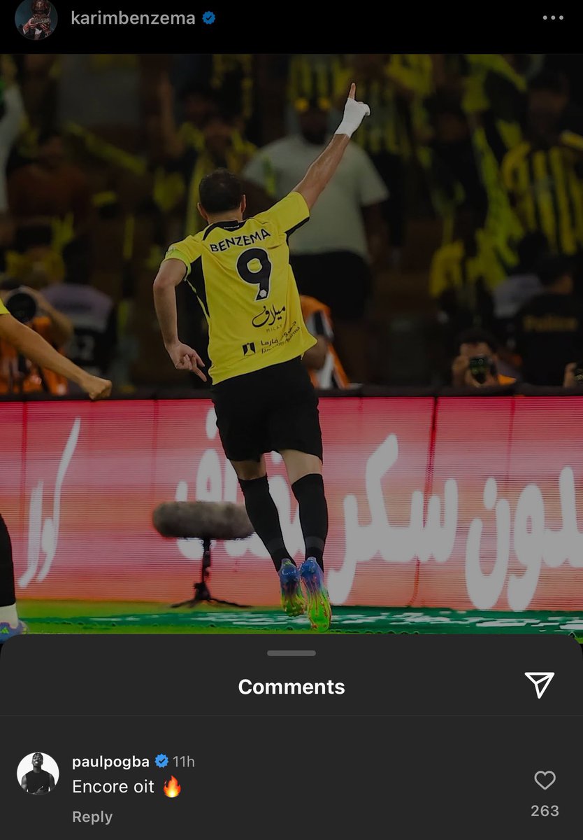 Paul Pogba in response to Karim Benzema:

again 🔥