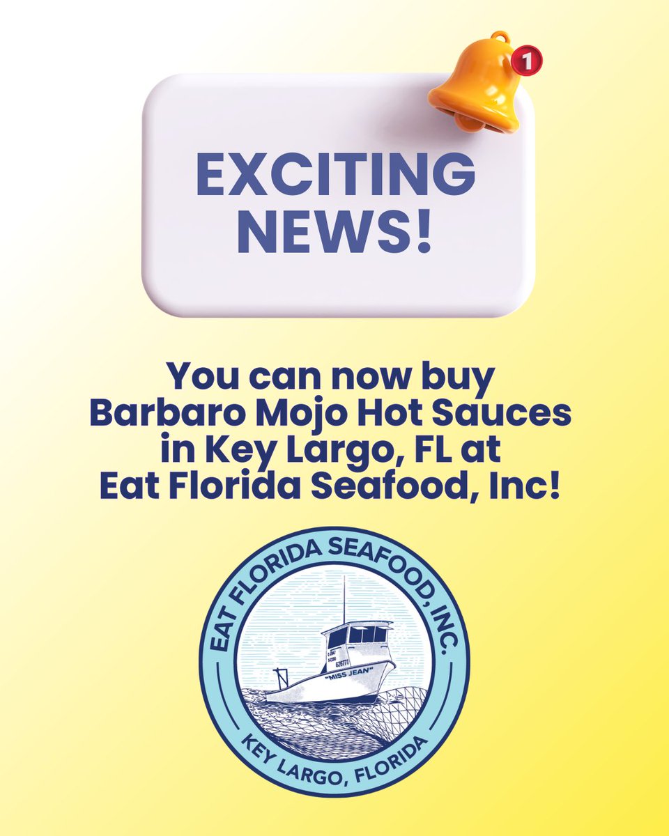 🔥 ANOTHER SPICY UPDATE! 🔥
You can now grab your favorite Bárbaro Mojo Hot Sauces in Key Largo, FL Eat Florida Seafood.

Whether you're stocking up for your next cookout or adding some Cuban heat to your fresh catch, we’ve got you covered. 🌶🐟🌴

Stop by their store to pick up
