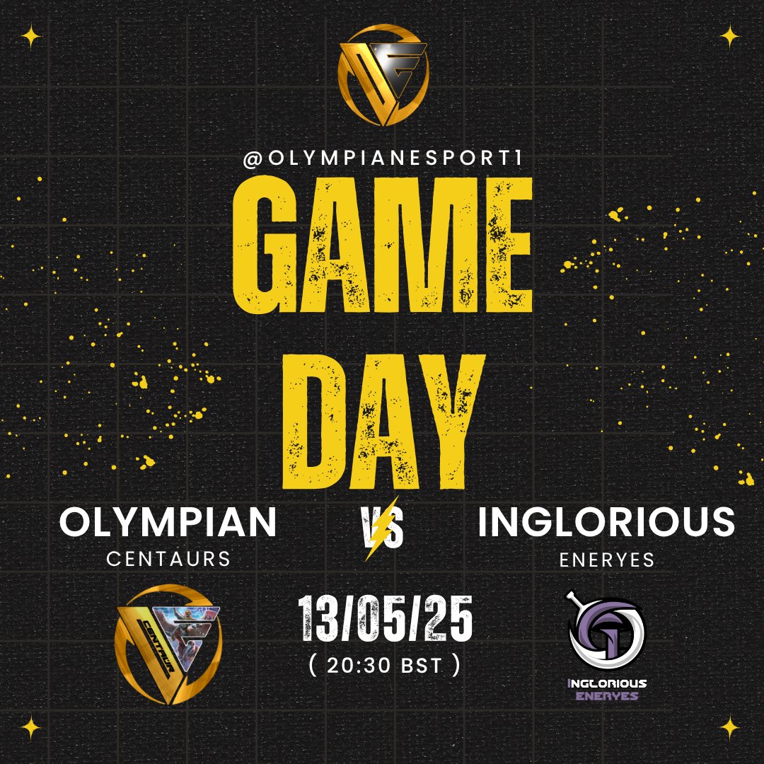Olympian Esports (@olympianesport1) on Twitter photo 📣GAME DAY📣
Olympian Centaurs takes on Inglorious Eneryes TONIGHT!
<a href="/ingloriousGmg/">Inglorious Gaming</a>
🎮- Div 9 <a href="/EuCompLeague/">Eu Competitive League</a>
⏰- 8:30 PM
📺- twitch.tv/its_irish_guy
🔱- <a href="/Olmp_Ninja/">jay</a>
🔱- <a href="/Vyesix/">Vyesix</a>
🔱- <a href="/IKU_Jonny/">Jonny</a>
🔱- Brizzy 📣GAME DAY📣
Olympian Centaurs takes on Inglorious Eneryes TONIGHT!
<a href="/ingloriousGmg/">Inglorious Gaming</a>
🎮- Div 9 <a href="/EuCompLeague/">Eu Competitive League</a>
⏰- 8:30 PM
📺- twitch.tv/its_irish_guy
🔱- <a href="/Olmp_Ninja/">jay</a>
🔱- <a href="/Vyesix/">Vyesix</a>
🔱- <a href="/IKU_Jonny/">Jonny</a>
🔱- Brizzy