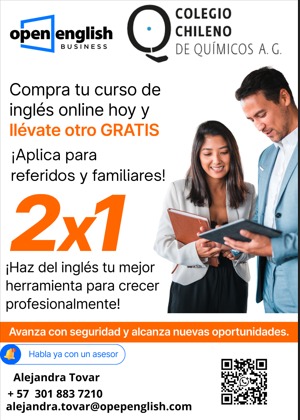 ¡No te pierdas esta conferencia exclusiva del <a href="/CChQuimicos/">Colegio Chileno de Químicos A.G.</a> con <a href="/OpenEnglish/">openenglish</a>!
🗓️19 de mayo🕢 19:30 h 
💻Online vía Google Meet
📝 Regístrate: docs.google.com/forms/d/1ItXa2…

#InglésProfesional #openenglishbusiness #colegiodequímicos #FormaciónContinua #networking #DesarrolloProfesional