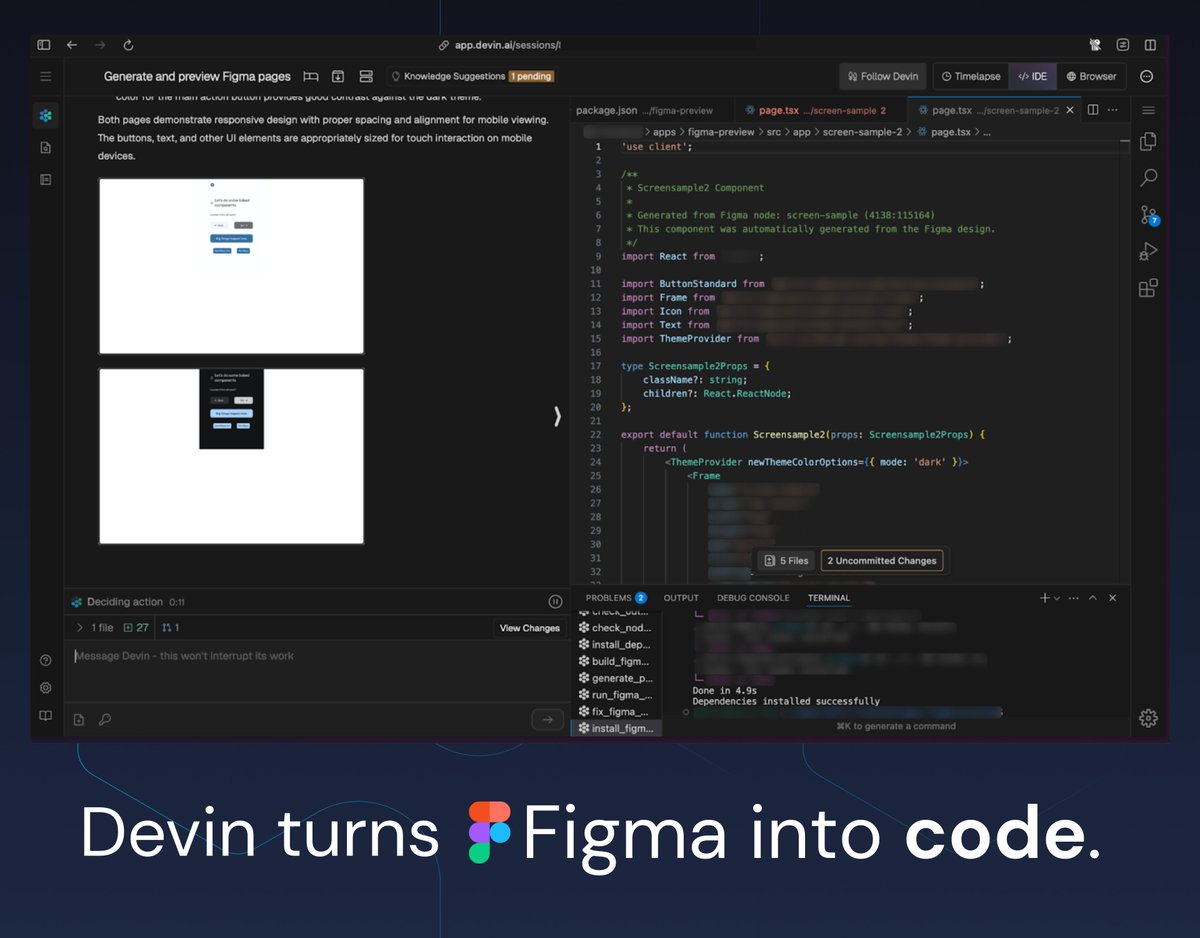 Cognition (@cognition_labs) on Twitter photo Turns out Devin's been doing the work of 10 engineers at <a href="/BiltRewards/">Bilt Rewards</a> (according to their own calculations).
They're using Devin for everything from turning Figma designs into code to investigating GCP issues.
How Bilt is merging 117 more PRs/week with Devin 🔗 👇 Turns out Devin's been doing the work of 10 engineers at <a href="/BiltRewards/">Bilt Rewards</a> (according to their own calculations).
They're using Devin for everything from turning Figma designs into code to investigating GCP issues.
How Bilt is merging 117 more PRs/week with Devin 🔗 👇