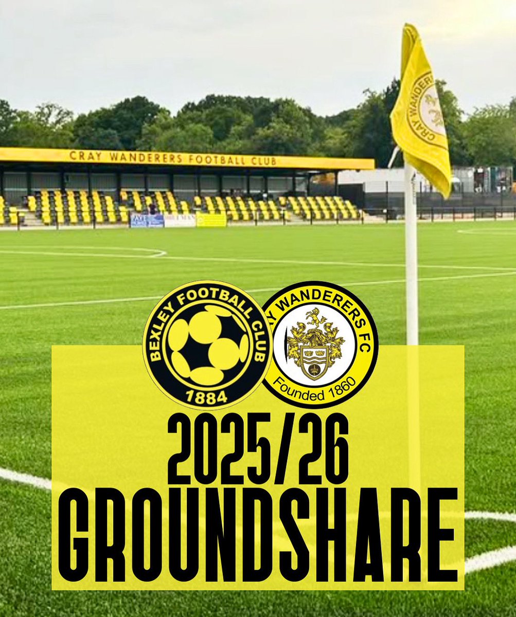 We’re pleased to confirm that Bexley FC will continue our groundshare with Cray Wanderers for the 2025/2026 season at the outstanding Flamingo Park which has really felt like home to the club.

A big thank you to everyone at Cray Wanderers for their continued support.

💛🖤💛🖤