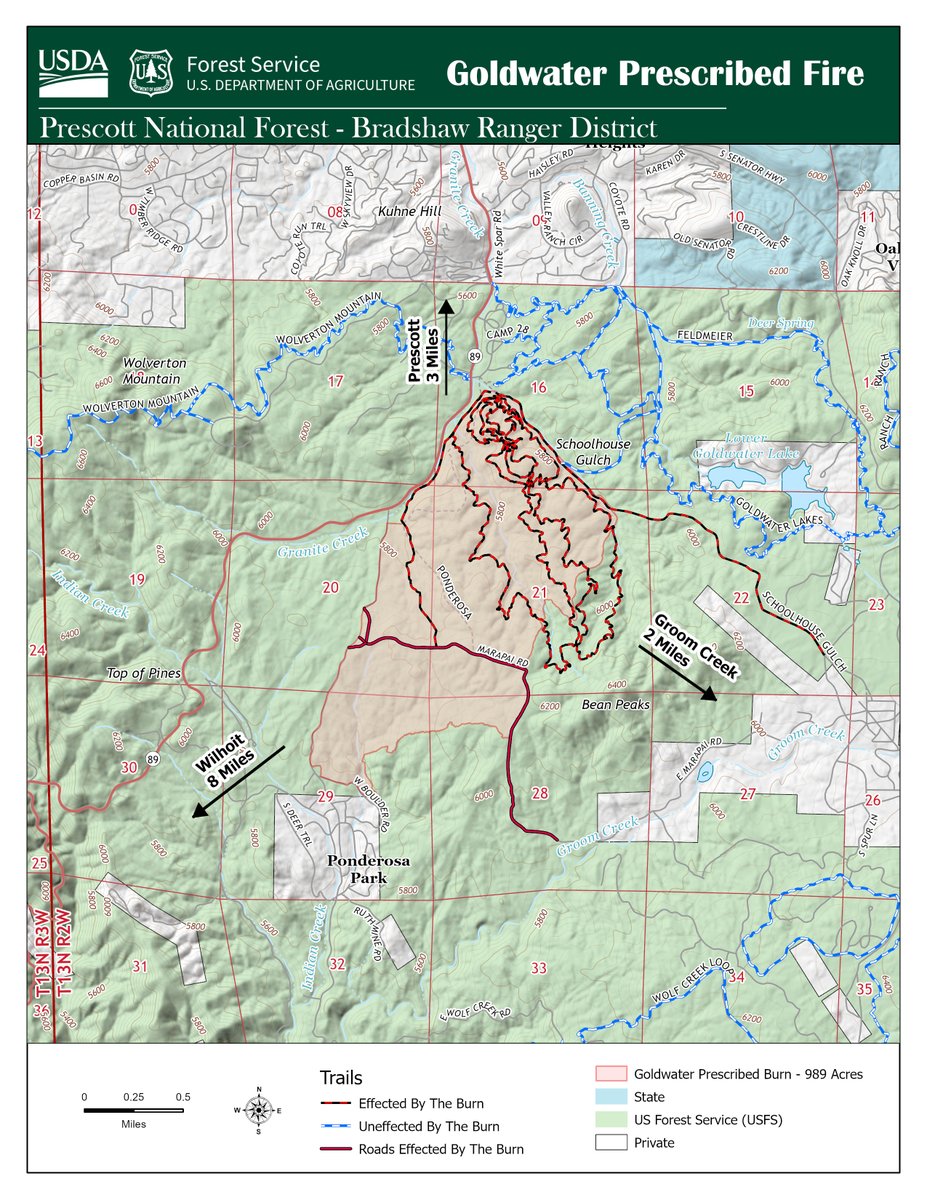 Fire managers on the Prescott National Forest plan to conduct prescribed fire operations in the Prescott Basin on the Bradshaw Ranger District south of Prescott, Arizona.