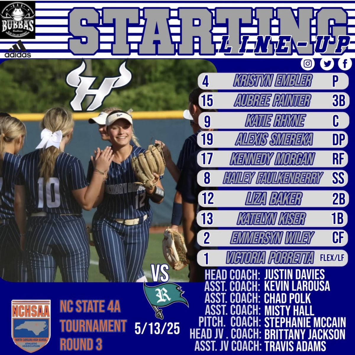 HRHSVarsitySoftball (@hrbullssoftball) on Twitter photo 🚨GAME DAY🚨
<a href="/NCHSAA/">NCHSAA</a> 4A Round 3 at
THE RIDGE!! Come out and get LOUD for your RAGIN BULLS!! Tonight is WHITE OUT!
🆚 Reagan Raiders
⏰ 6pm
📍 Hickory Ridge HS
📊 Game Changer
🤘🏽 HORNS UP
<a href="/hrhsbulls/">Hickory Ridge Ragin’ Bulls 🤘🏻</a> <a href="/MaxPreps/">MaxPreps</a> <a href="/HighSchoolOT/">HighSchoolOT</a> <a href="/Gm4Sports/">Greater Metro 4 Conference</a> <a href="/charlottepreps/">Observer Preps</a> 🚨GAME DAY🚨
<a href="/NCHSAA/">NCHSAA</a> 4A Round 3 at
THE RIDGE!! Come out and get LOUD for your RAGIN BULLS!! Tonight is WHITE OUT!
🆚 Reagan Raiders
⏰ 6pm
📍 Hickory Ridge HS
📊 Game Changer
🤘🏽 HORNS UP
<a href="/hrhsbulls/">Hickory Ridge Ragin’ Bulls 🤘🏻</a> <a href="/MaxPreps/">MaxPreps</a> <a href="/HighSchoolOT/">HighSchoolOT</a> <a href="/Gm4Sports/">Greater Metro 4 Conference</a> <a href="/charlottepreps/">Observer Preps</a>