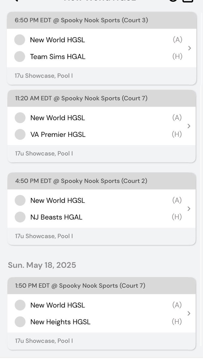 Coaches! Live period schedule for Hoopgroup at spooky nook.