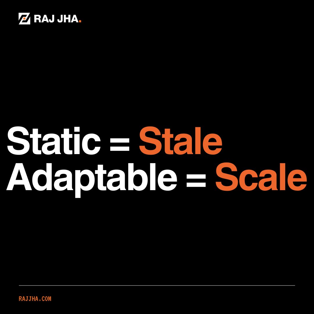 There is no such thing as a "set and forget" company model.

We're successful today because of what we did yesterday.

We must keep analyzing, optimizing, and anticipating tomorrows to succeed.

Static = Stale
Adaptable = Scale