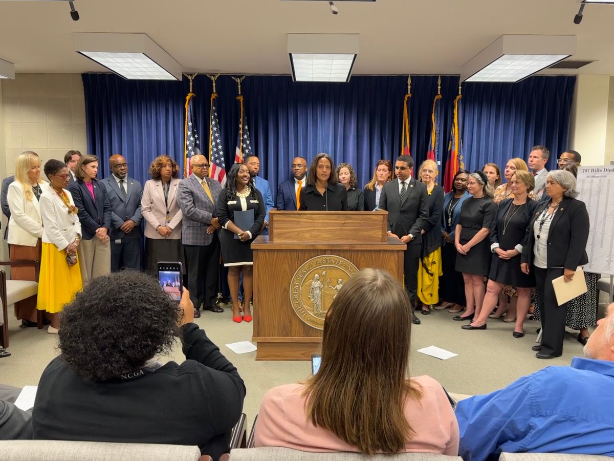 NCSenateDems's tweet photo. Today, Senate &amp; House Dems held a Bill Funeral for the over 700 bills Republicans buried without debate this session. No hearings. No votes. Just silence. In one of the most unproductive sessions ever, they chose obstruction, but we’re fighting back. #KilledInCommittee #ncpol https://t.co/XjYXoX1Rwa