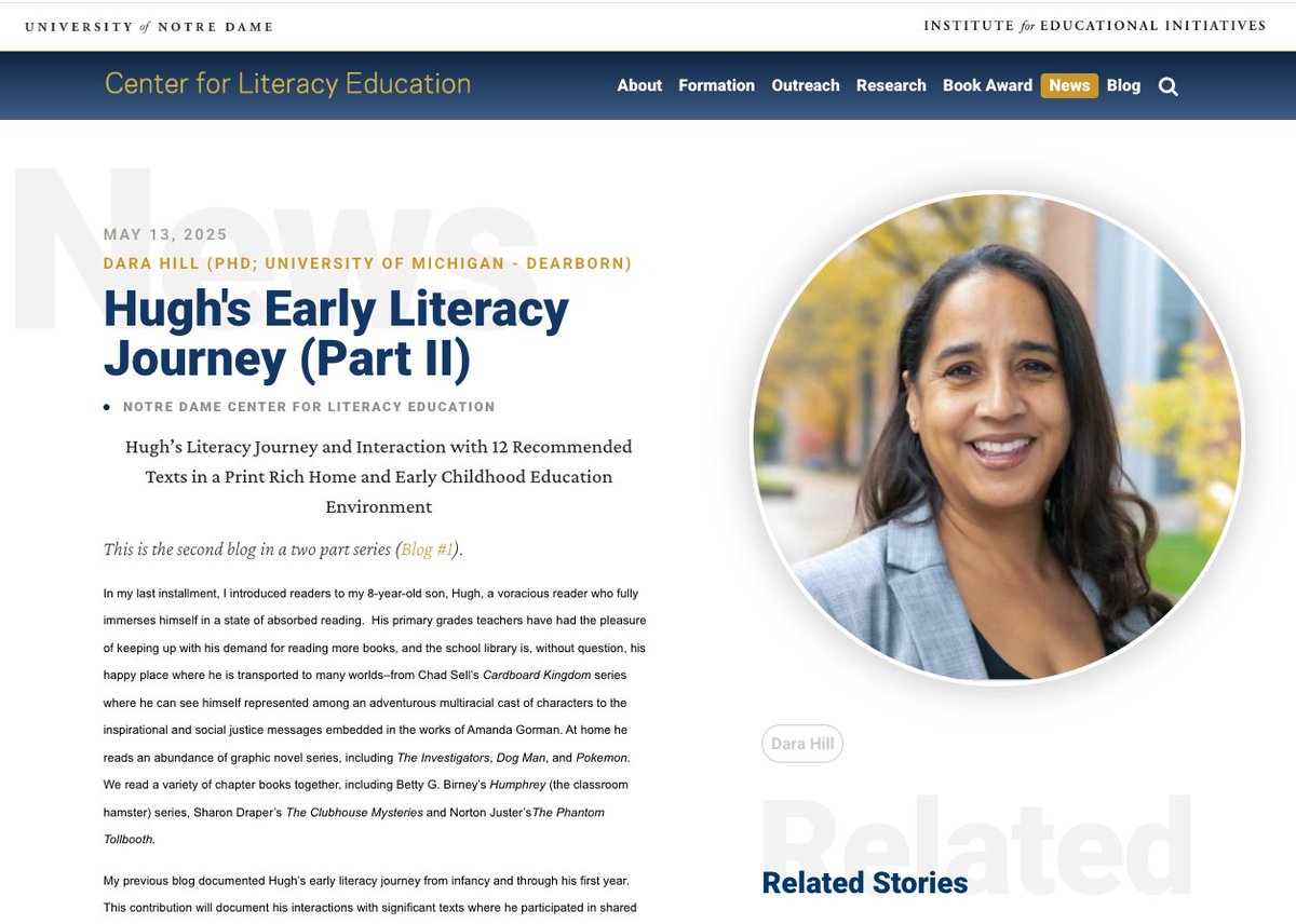 Dr. Hill shares how to build a print rich home for young readers: see book recommendations, best practices, &amp; photos of her avid reader in Part 2 of this blog series. Help young readers love reading and build valuable literacy skills! iei.nd.edu/initiatives/no… <a href="/ieiatnd/">IEIatND</a> <a href="/ACEatND/">ACE at ND</a>