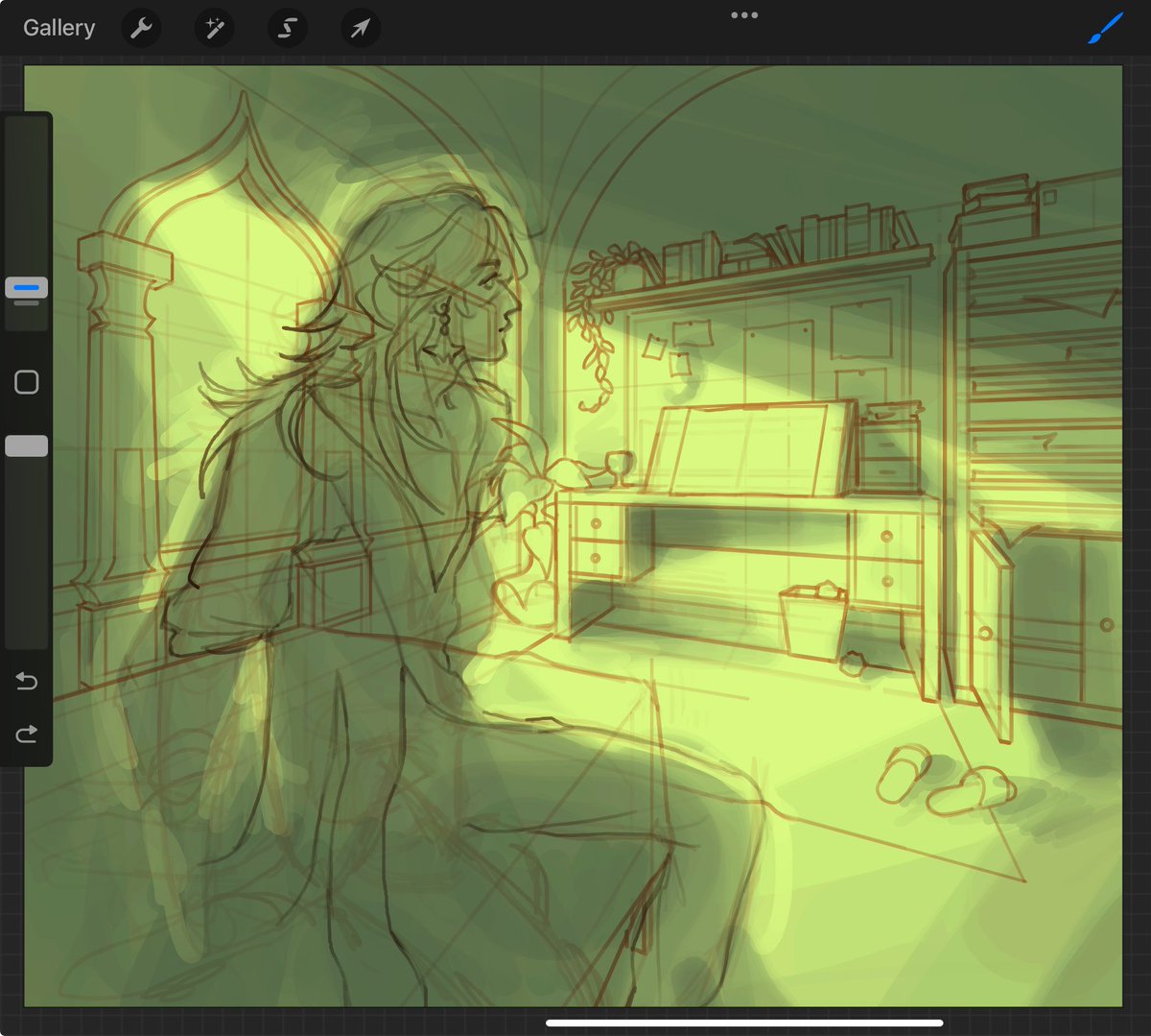 niirenorange's tweet image. Been working on Kaveh's room for a while now but I've got exams right now so here's a wip 😢