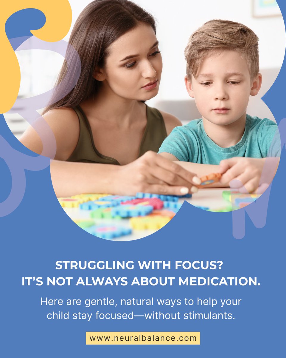 neural_balance's tweet image. Focus struggles don’t mean you’ve failed.
And they don’t always require medication.

If your child has ADHD, sensory challenges, or just trouble staying on task—there are gentle, natural ways to support them 💡✨

In  today’s post, we’re sharing 4 holistic tips to help improve…