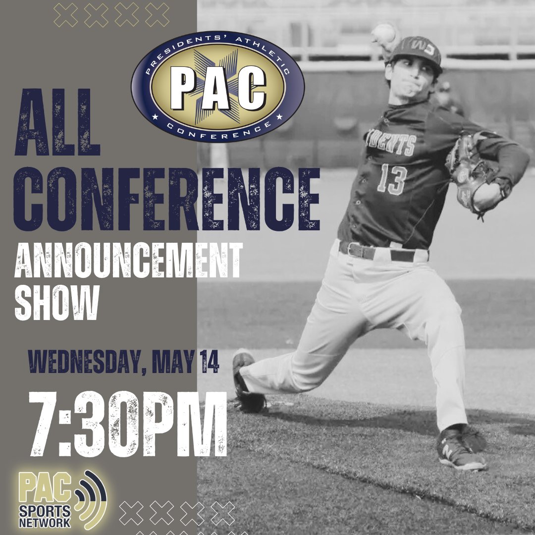 Presidents’ Athletic Conference (@pac_athletics) on Twitter photo 2025 PAC Baseball All-Conference Selections 🏆
The wait is almost over!
đź“… Wednesday, May 14
🕢 7:30 PM
đź–Ą Premieres on the <a href="/PACSports/">PAC Sports Network</a>
#pacbaseball #d3baseball 2025 PAC Baseball All-Conference Selections 🏆
The wait is almost over!
đź“… Wednesday, May 14
🕢 7:30 PM
đź–Ą Premieres on the <a href="/PACSports/">PAC Sports Network</a>
#pacbaseball #d3baseball