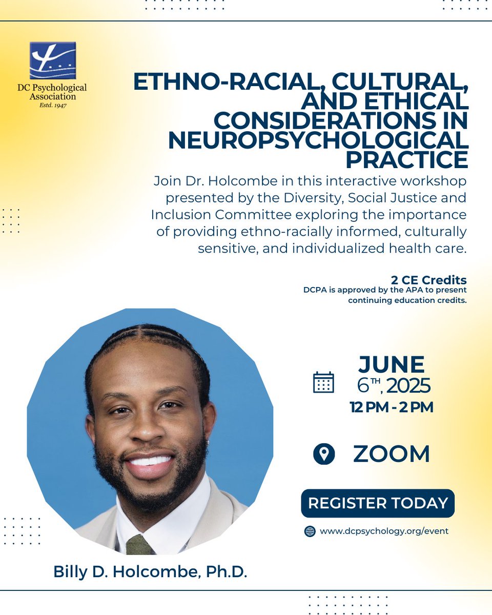 You do not want to miss this interactive workshop hosted by our Diversity, Social Justice, and Inclusion Committee featuring Dr. Holcombe!

Register today via our Linktree.