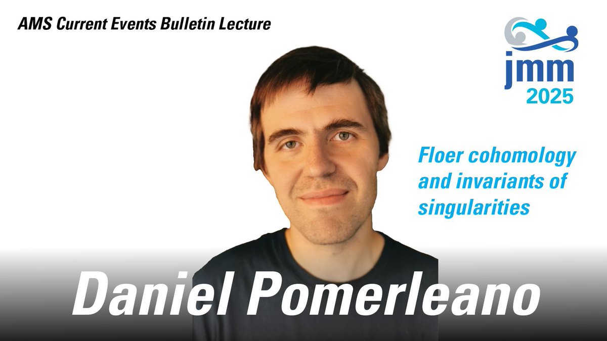 Joint Mathematics Meetings (@jointmath) on Twitter photo Daniel Pomerleano, University of Massachusetts, Boston, gives one of the four <a href="/amermathsoc/">American Mathematical Society</a> Current Events Bulletin lectures at #JMM2025. This lecture is entitled "Floer Cohomology and Invariants of Singularities."
Watch Now: buff.ly/iXXBoxC Daniel Pomerleano, University of Massachusetts, Boston, gives one of the four <a href="/amermathsoc/">American Mathematical Society</a> Current Events Bulletin lectures at #JMM2025. This lecture is entitled "Floer Cohomology and Invariants of Singularities."
Watch Now: buff.ly/iXXBoxC