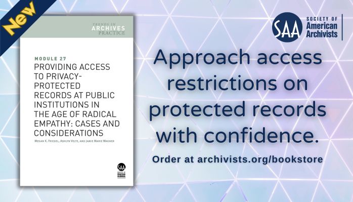Have you read SAA's newest book? "Providing Access to Privacy-Protected Records at Public Institutions" is the latest entry in the Trends in Archives Practice Series. Get your copy from the SAA Bookstore! 
ow.ly/U0TO50VMju5
