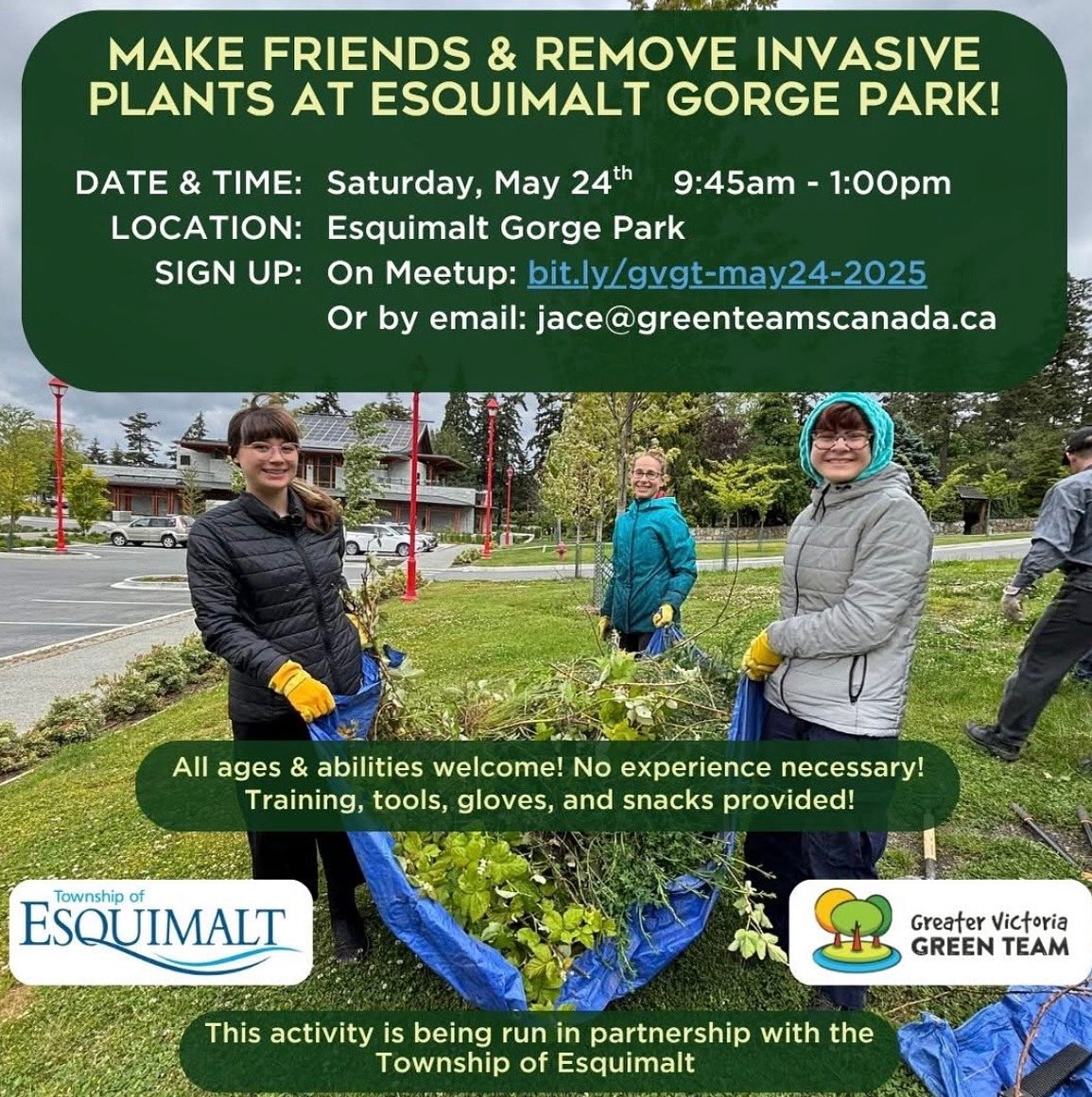 Join us in Gorge Park on Saturday May 24th! 
Details &amp; sign up: big.ly/gvgt-may24-2024 
Thank you <a href="/EsquimaltRec/">Esquimalt Recreation</a> <a href="/EsquimaltBC/">TownshipOfEsquimalt</a> for making this activity possible!