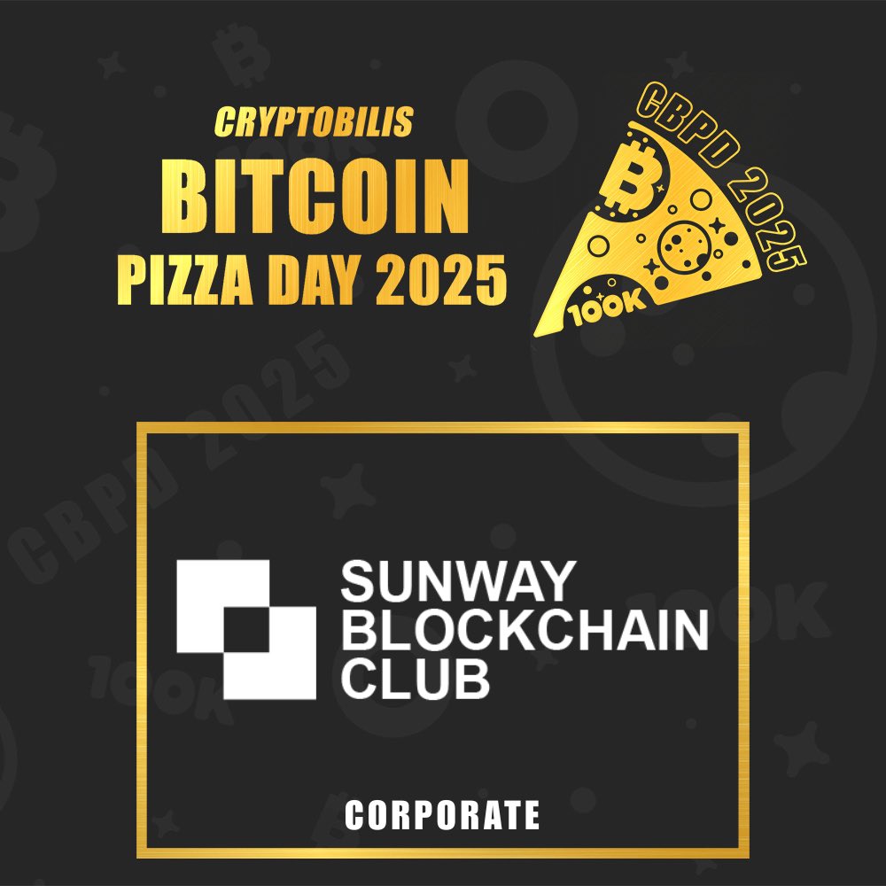 SunwayBCC's tweet image. Sunway Blockchain Club is proud to partner with @CryptoBilis to bring you Bitcoin Pizza Day 2025!
🗓️ Join us: 23 May, 2025
🕒 3:00 PM to 12:00 AM
📍 JioSpace, Selangor, Malaysia
🎟️ Get your golden passes here: cryptobilis.com/cbpd25
#CBPD25 #BitcoinPizzaDay #CryptoBilis