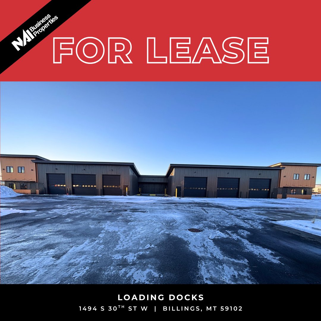 NAIBusinessProp's tweet image. FOR LEASE: 1494 S 30th St W | Billings, MT 59102
Newly constructed shop/warehouse spaces w/loading docks. 

For more info, please contact:
- Margaret Kirby (760-587-3310)

naibusinessproperties.com/properties/?pr…

#ForLease #Industrial #LoadingDocks #Billings #Montana #NAIBusinessProperties #CRE