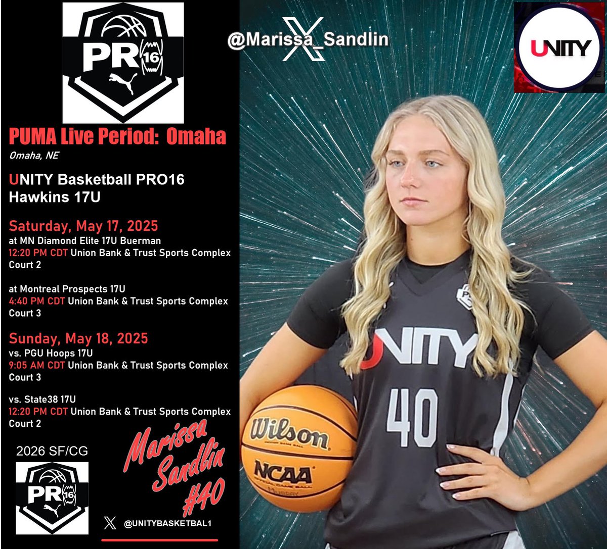 Marissa Sandlin 2026 (@marissa_sandlin) on Twitter photo Excited to play this weekend! <a href="/unitybasketbal1/">Unity Basketball</a> <a href="/PRO16G/">NXTPRO Girls League</a> <a href="/Ajhawkinsbasket/">A.j. Hawkins Basketball</a> Excited to play this weekend! <a href="/unitybasketbal1/">Unity Basketball</a> <a href="/PRO16G/">NXTPRO Girls League</a> <a href="/Ajhawkinsbasket/">A.j. Hawkins Basketball</a>