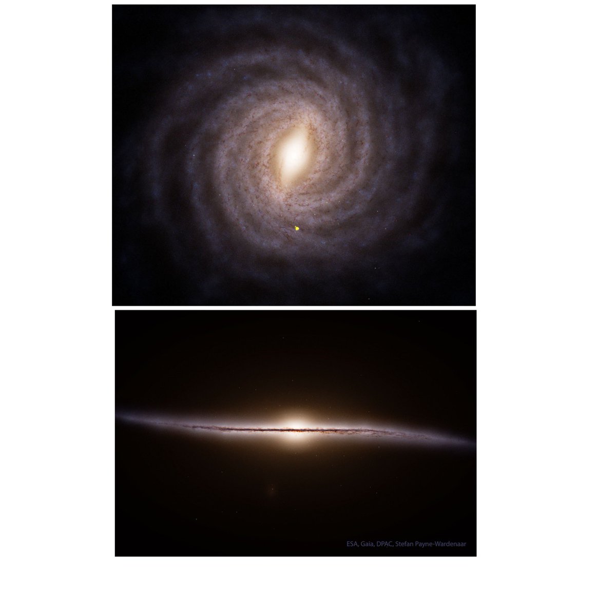 Raman Prinja (@proframanprinja) on Twitter photo We canāt leave our Galaxy and take an actual picture of its shape, but by using <a href="/ESAGaia/">ESA Gaia</a> spacecraft mapping of the positions of billions of stars, we can illustrate the top-down and edge-on views of our āIsland in the Universeā! (Our Sun is the yellow dot.) <a href="/esa/">European Space Agency</a> #Milky_Way We canāt leave our Galaxy and take an actual picture of its shape, but by using <a href="/ESAGaia/">ESA Gaia</a> spacecraft mapping of the positions of billions of stars, we can illustrate the top-down and edge-on views of our āIsland in the Universeā! (Our Sun is the yellow dot.) <a href="/esa/">European Space Agency</a> #Milky_Way